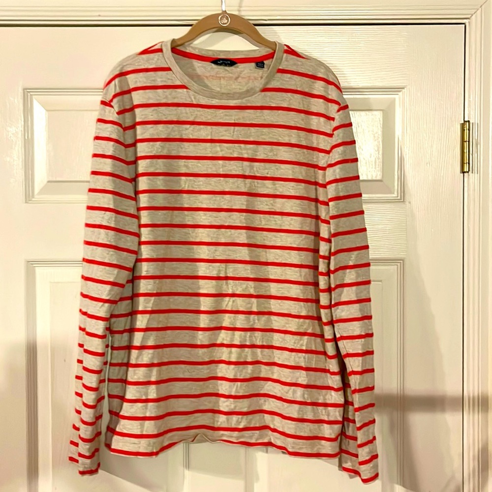 🇺🇸Mens Large Long sleeve top. Nautica. Orange striped/heather grey